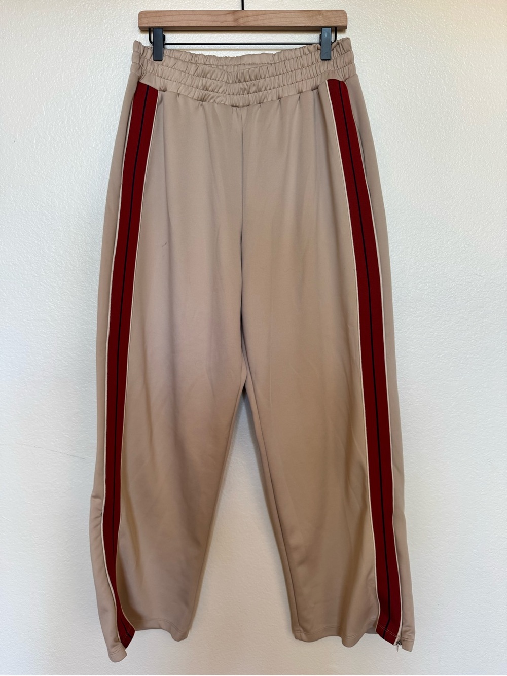 Free People Tan Side-Stripe Joggers